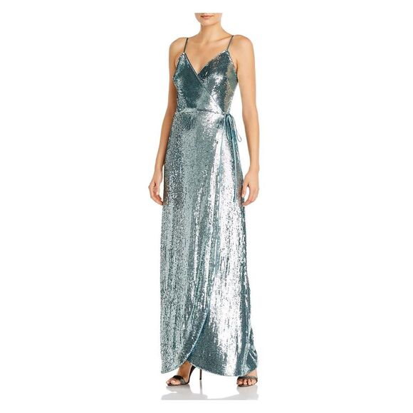 AIDAN AIDAN MATTOX Womens Tie Snap Closure Spaghetti Strap Gown Dress - Picture 1 of 2